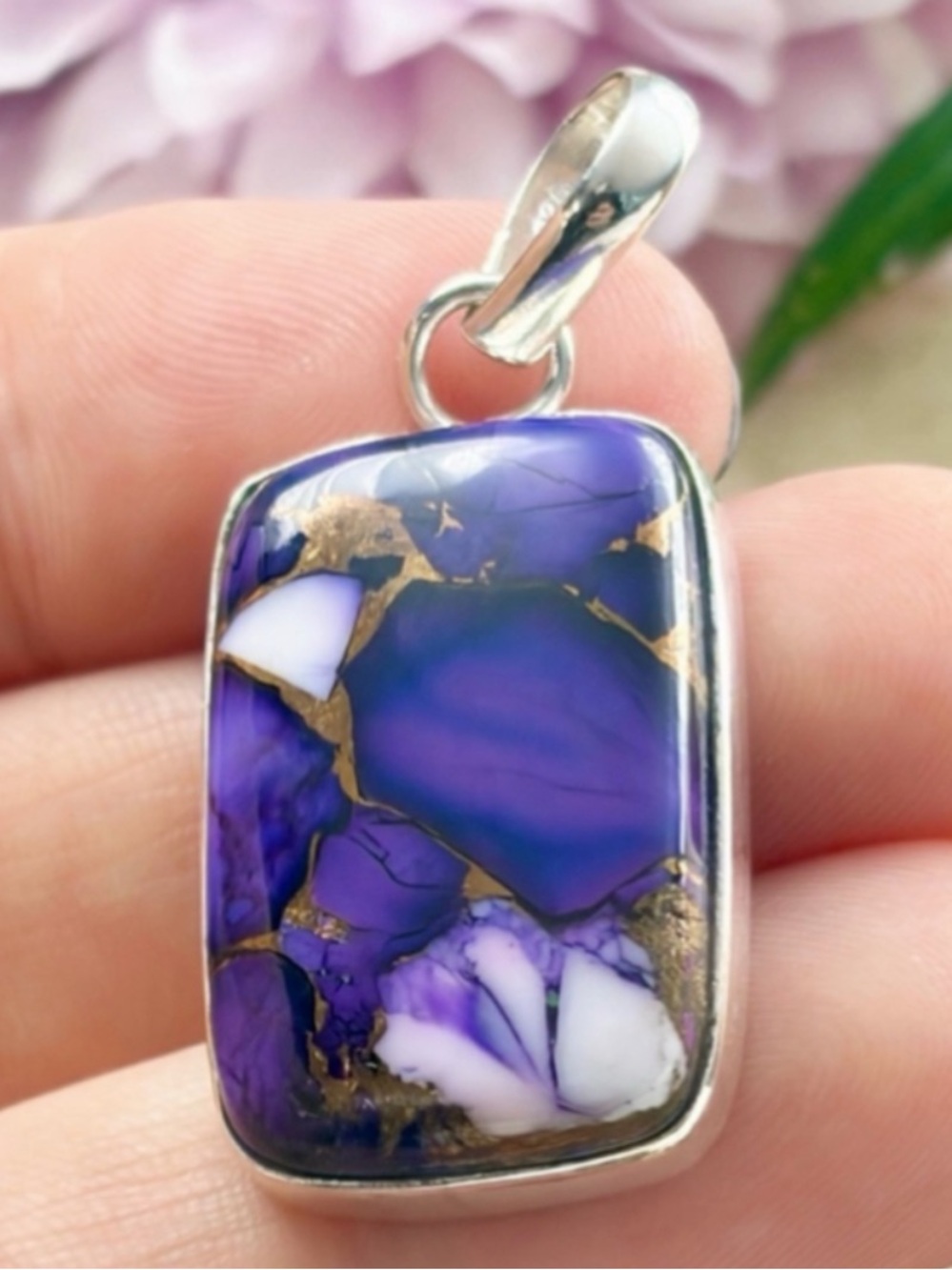 Sterling Silver 925 Purple Copper Kingman Turquoise Pendant